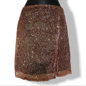 Missguided Red and Gold Sequins Sparkle Mini skirt US 4
